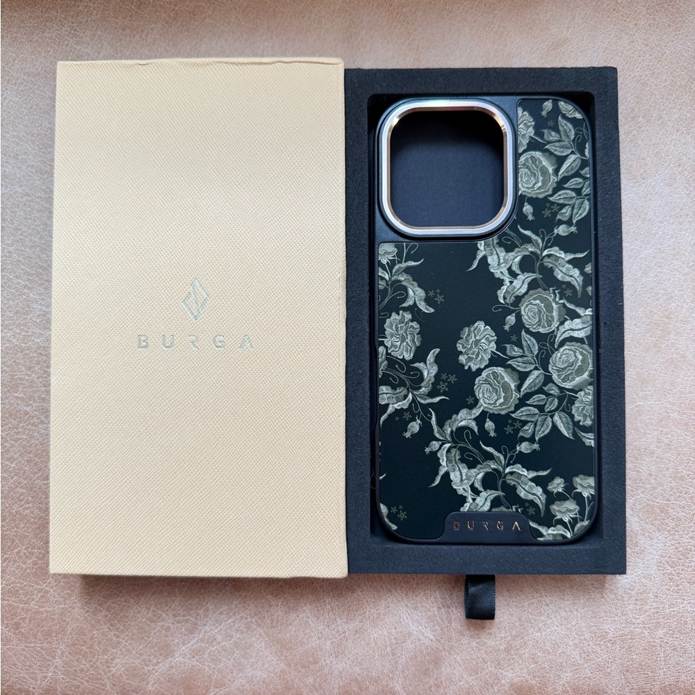 Burga Black Floral iPhone 16 Pro phone case